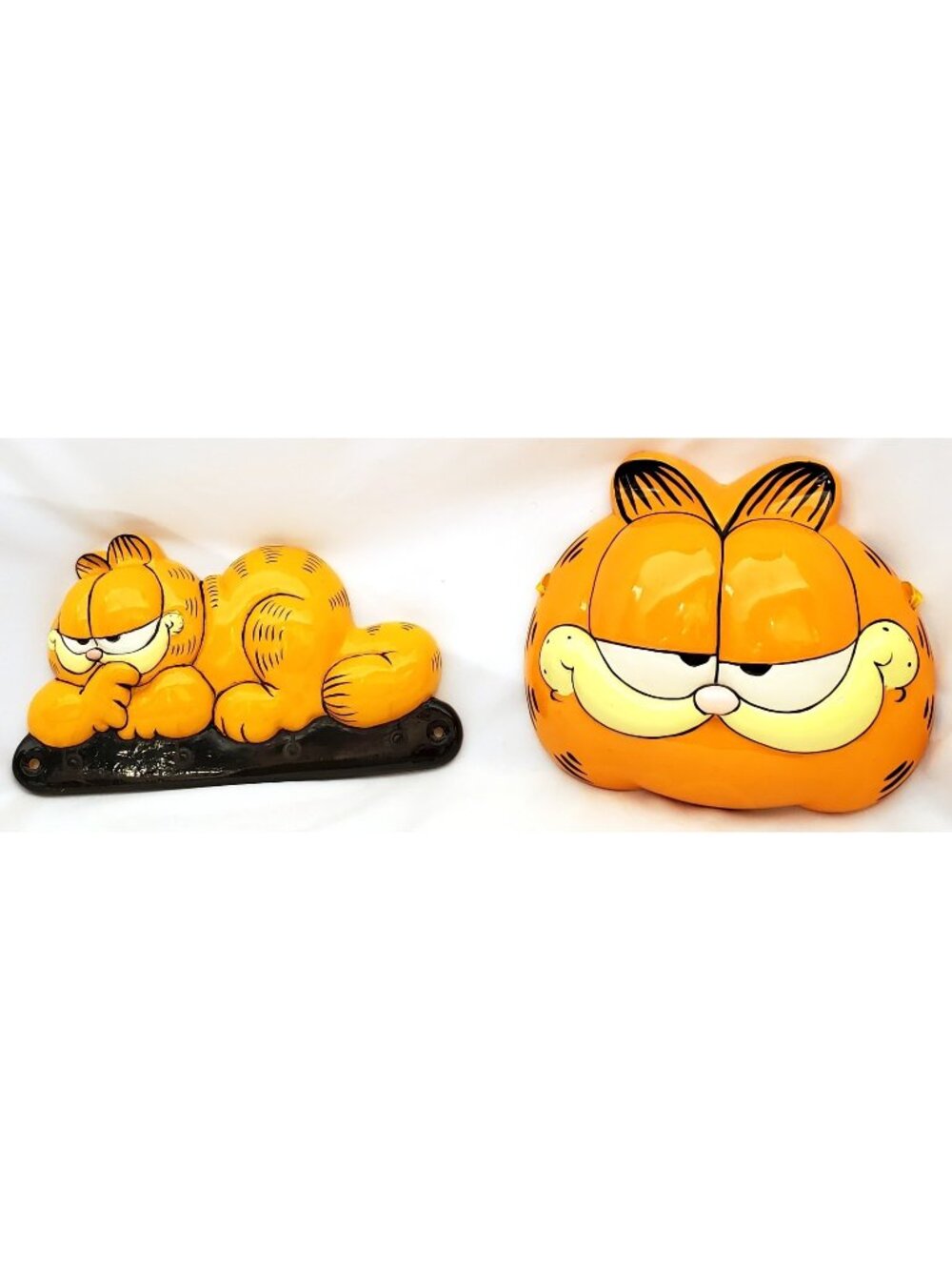 Clay Art GARFIELD the Cat Ceramic Key Hooks & Mask wall hangers Vintage 1980s